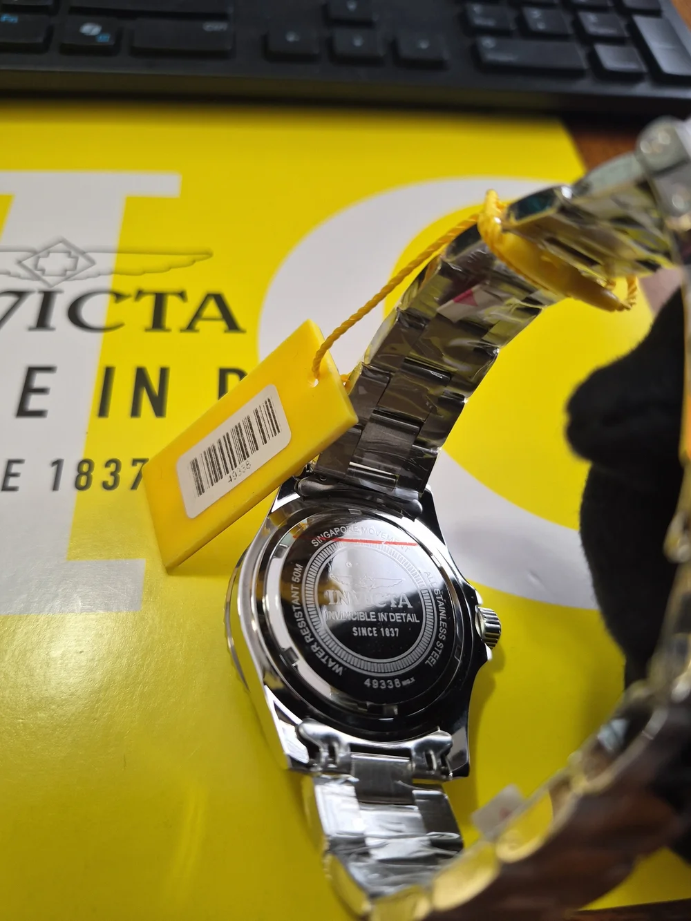 Invicta Men's Stainless Steel Watch with Green Bezel and Black Dial